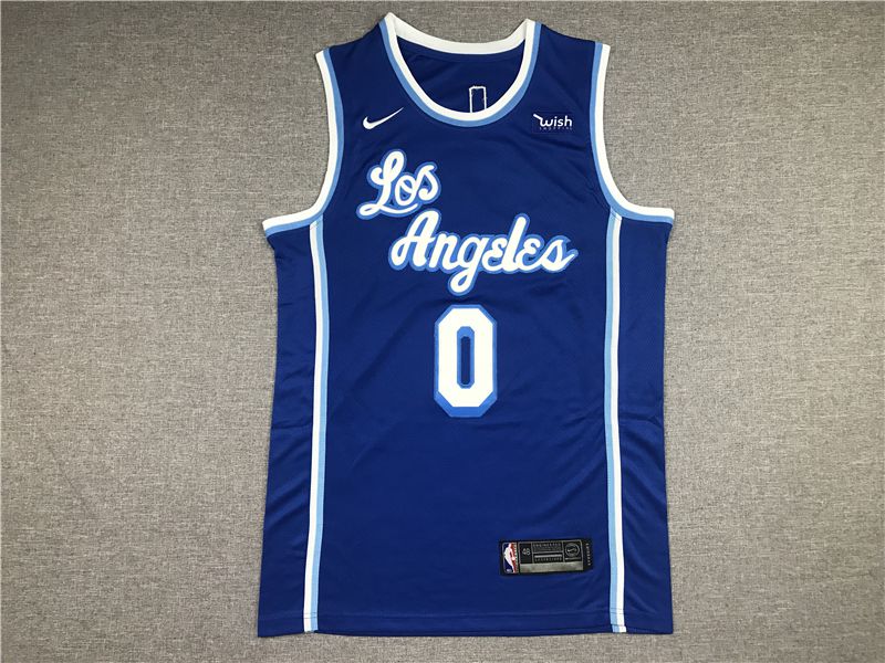 Men Los Angeles Lakers #0 Westbrook Blue Game Nike 2021 NBA Jerseys